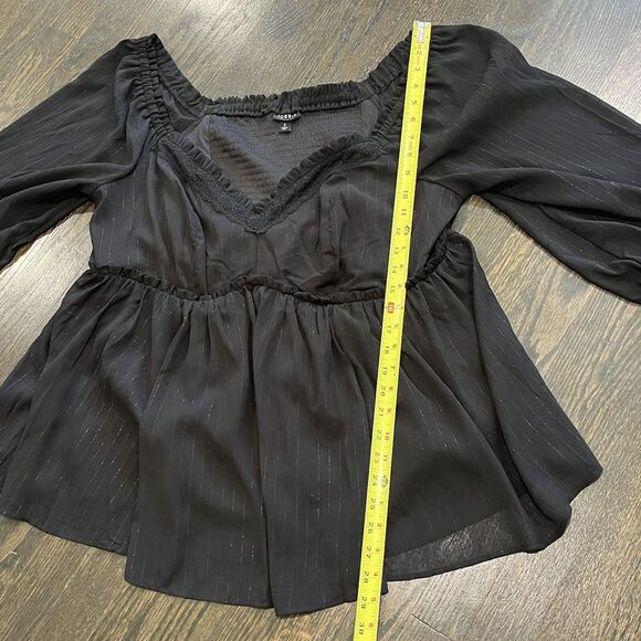 Torrid Top Women’s 2X Black Babydoll Crinkle Chiffon Blouson Whimsigoth Fairy - Picture 8 of 9